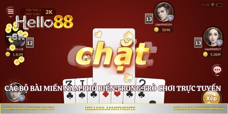 Các bộ bài miền nam phổ biến trong trò chơi trực tuyến