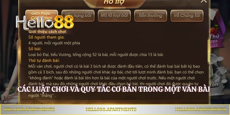 Các luật chơi và quy tắc cơ bản trong một ván bài