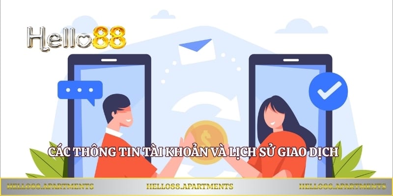 Các thông tin tài khoản và lịch sử giao dịch trên giao diện rút tiền