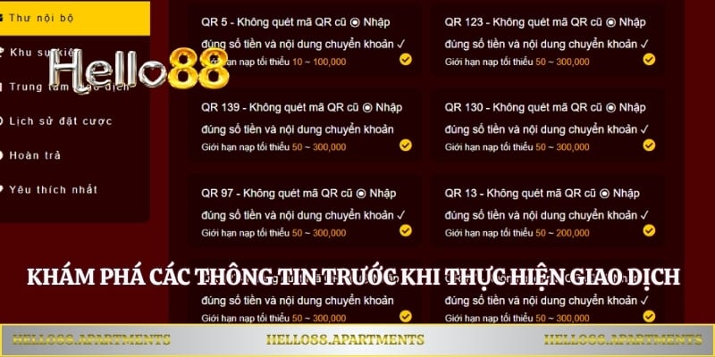 Khám phá các thông tin trước khi thực hiện giao dịch nạp tiền 